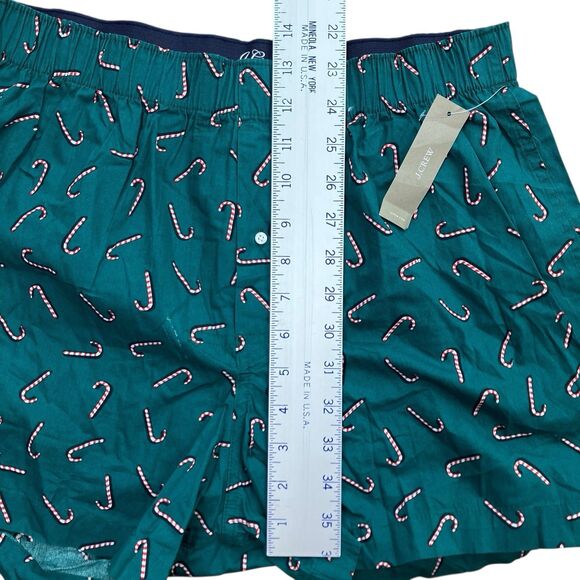 J Crew Boxers Mens M Green Cotton Candy Cane Christmas Holiday Underwear BT920 - Picture 5 of 13